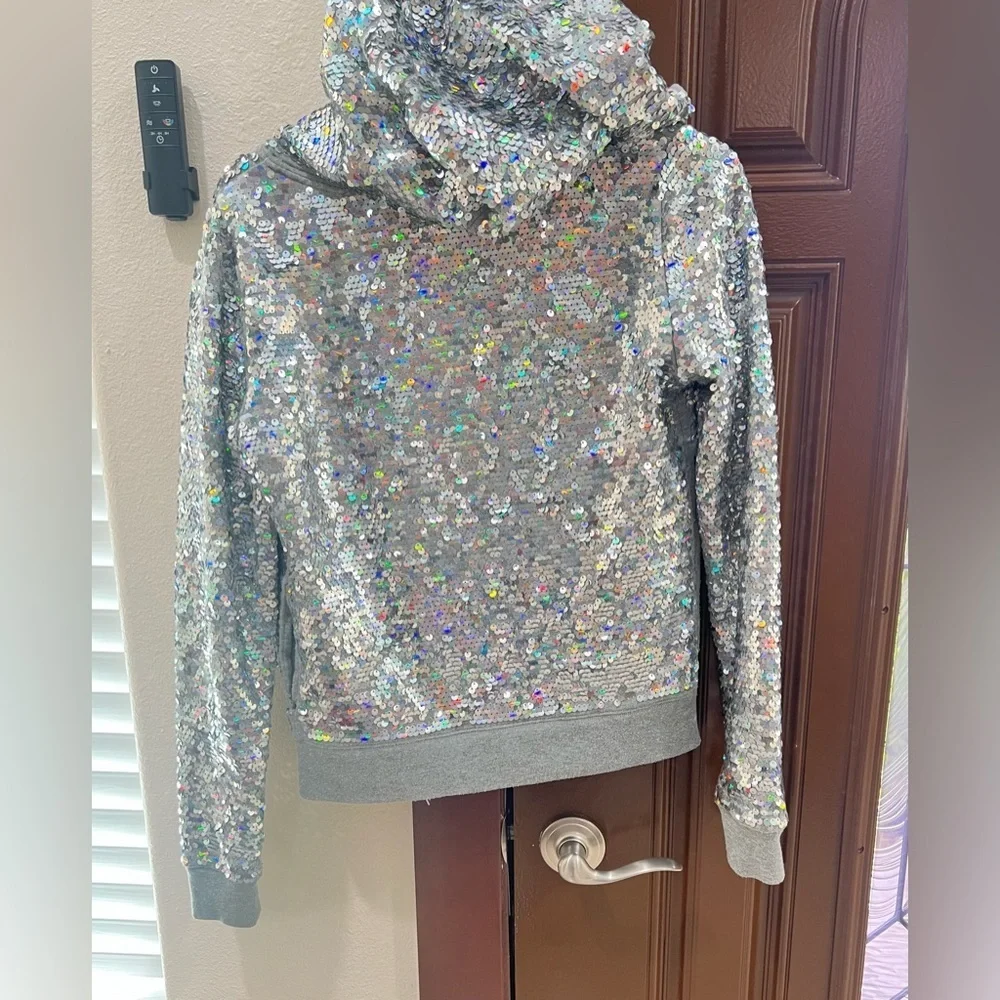 PINK Victoria's Secret Glittering Silver Hoodie